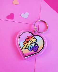 He / They Keychain