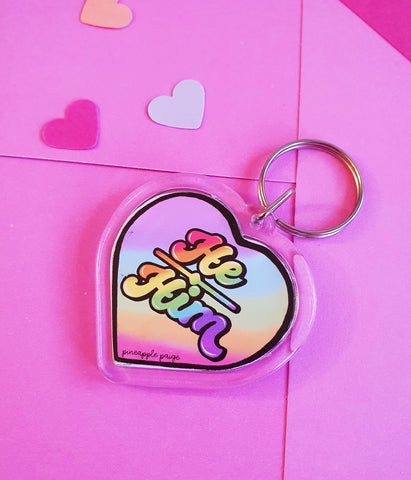 He / Him Keychain