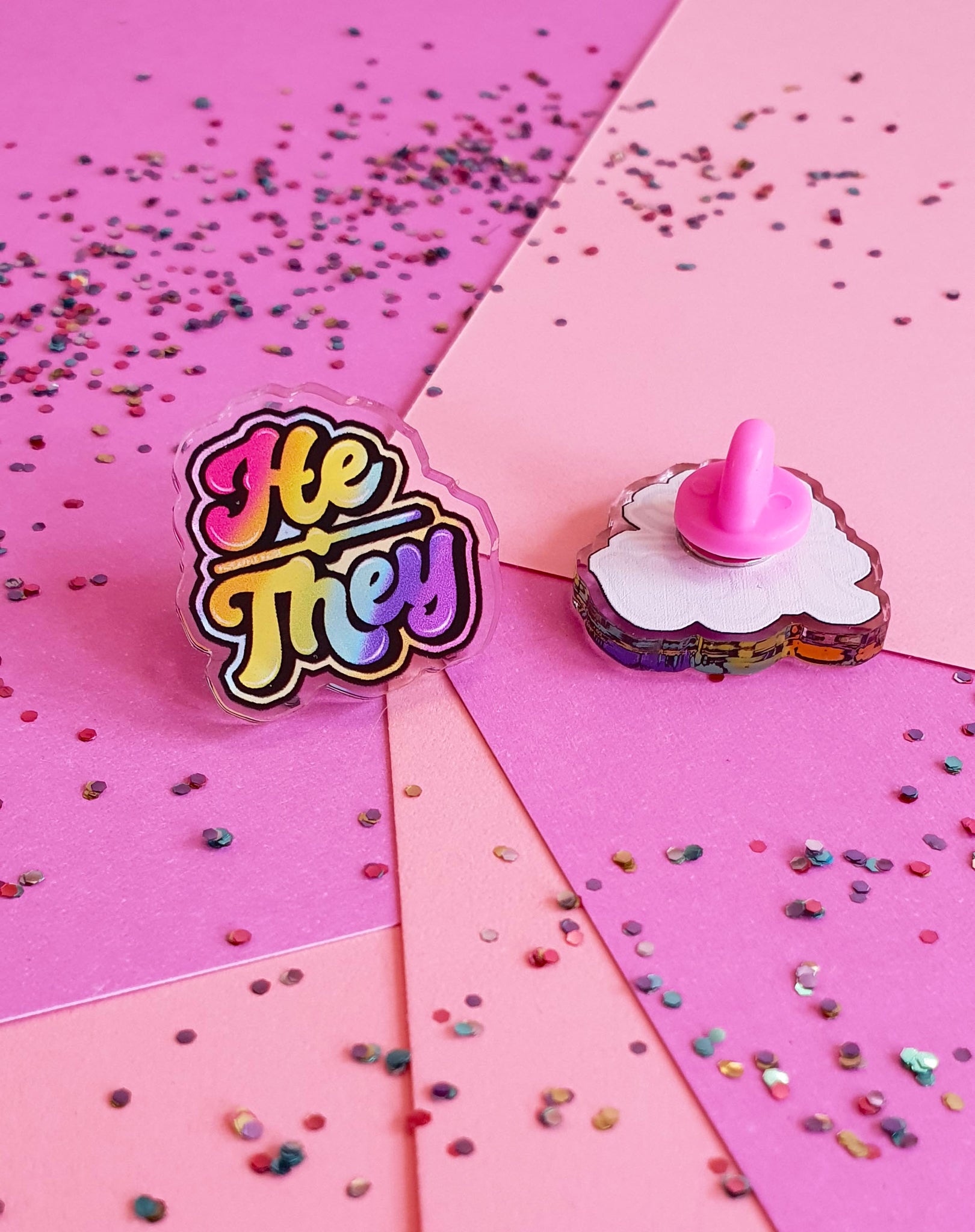 He / They Acrylic Pin