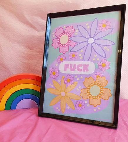 Fuck - Pastel Floral Art Print