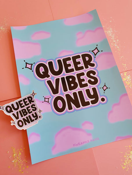 Queer Vibes Only - Pink Cloud Art Print
