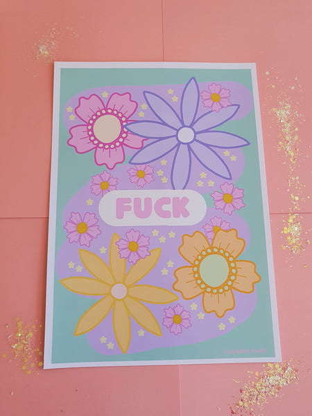 Fuck - Pastel Floral Art Print