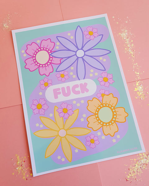 Fuck - Pastel Floral Art Print
