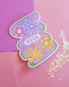 Fuck - Floral Pastel Sticker