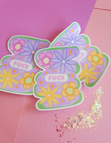 Fuck - Floral Pastel Sticker