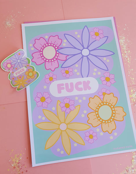 Fuck - Floral Pastel Sticker