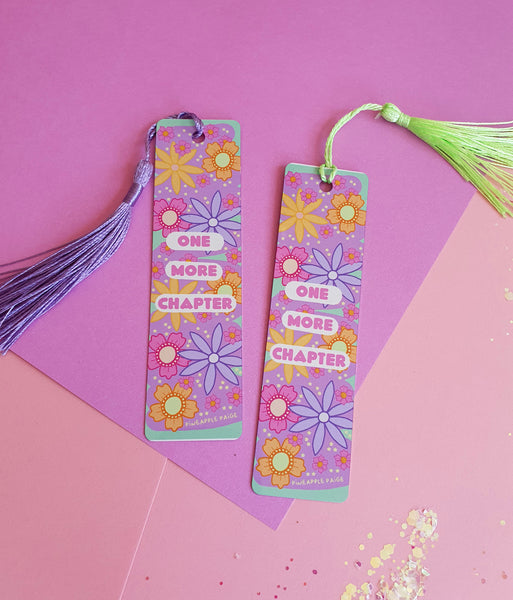 One More Chapter - Floral Metal Bookmark