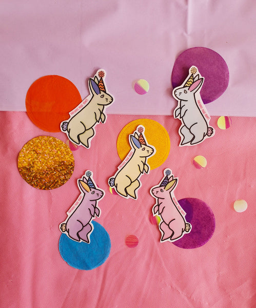 Party Rabbit Stickers - Purple Only