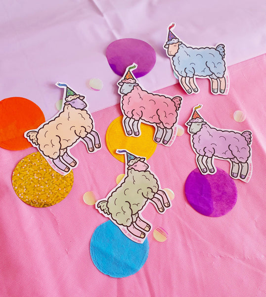 Party Sheep Stickers- 5 Colour Options