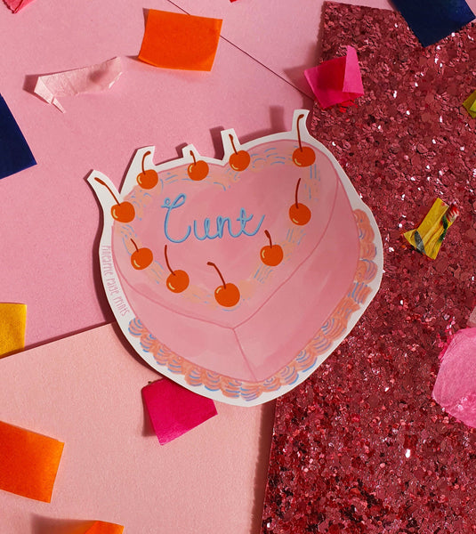 Cunt Cake Sticker- Birthday Cake