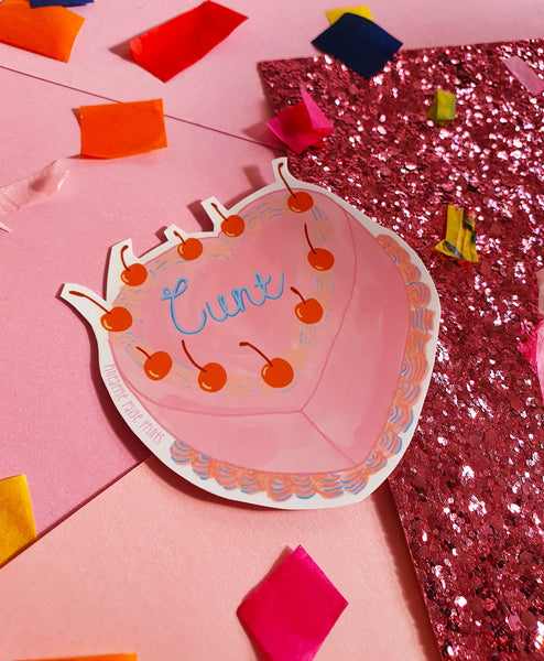 Cunt Cake Sticker- Birthday Cake
